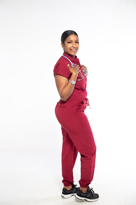 Burgundy Scrub Jumpsuit