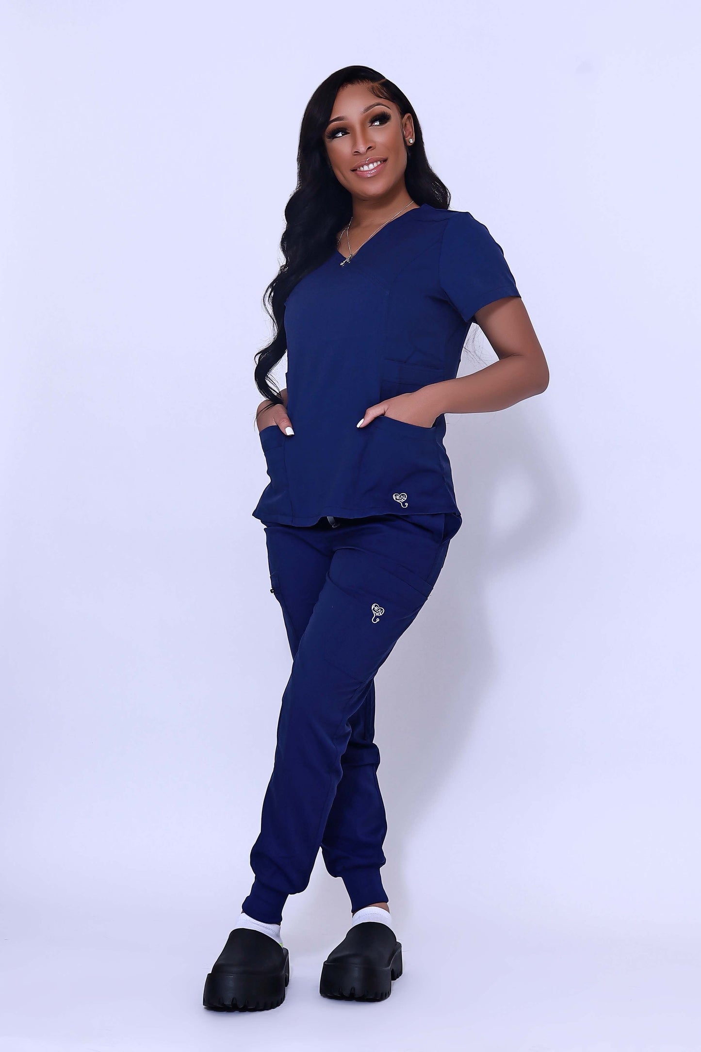 Navy Blue Scrub Top