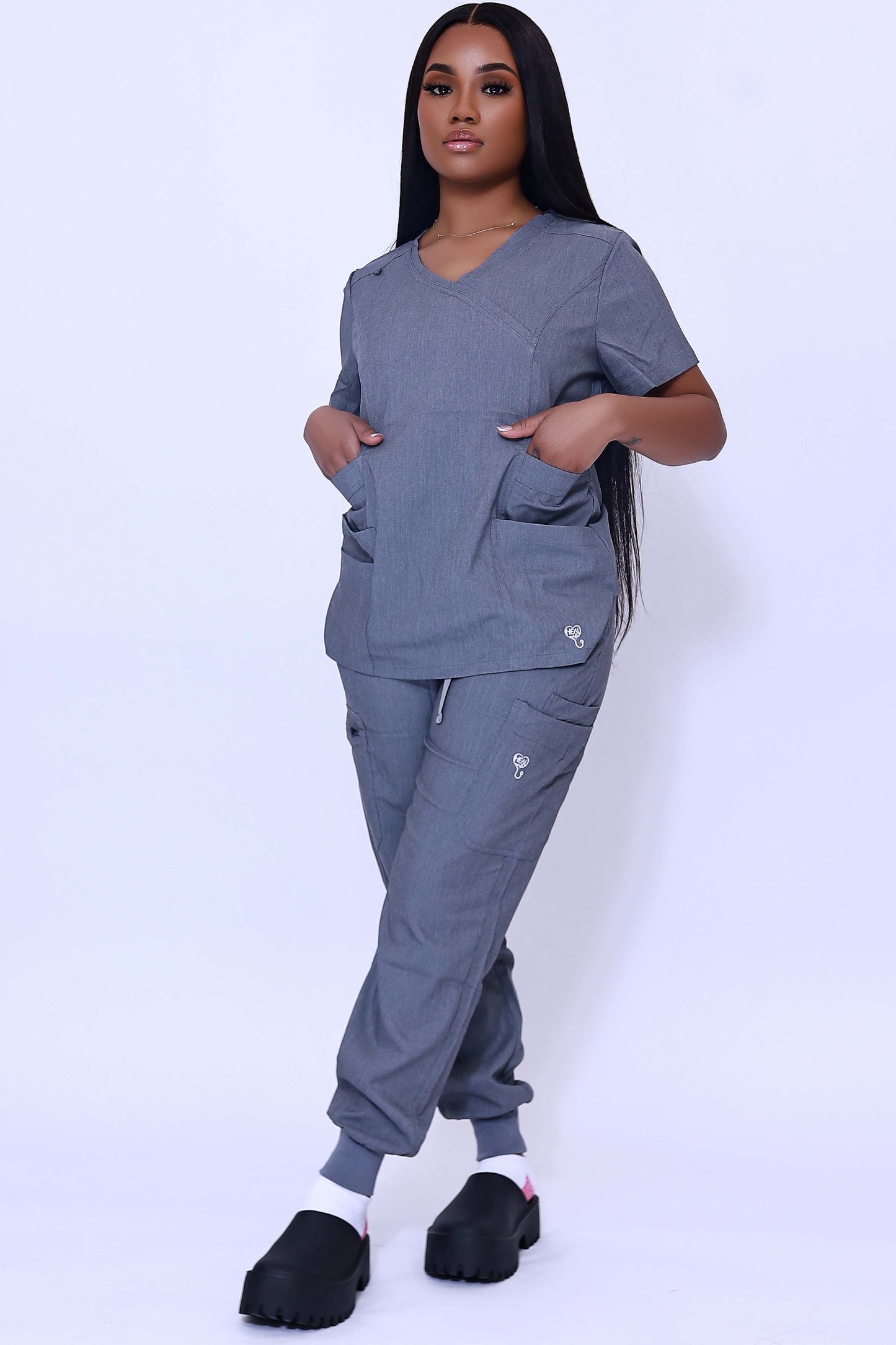 Gray Scrub Top