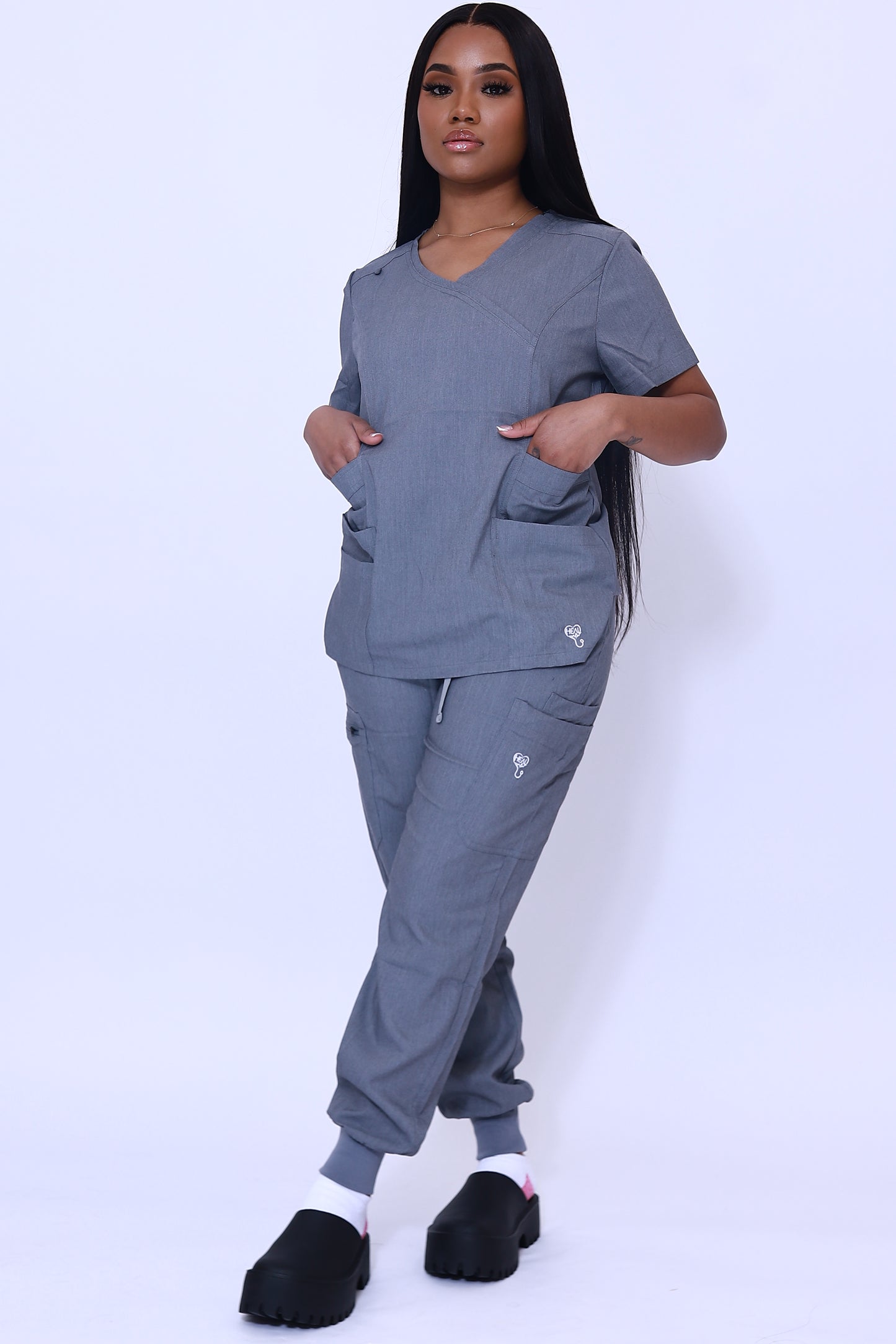 Gray Scrub Top